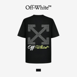 OFF-WHITE 男女情侣潮牌毛巾绣烫钻箭头宽松透气短袖