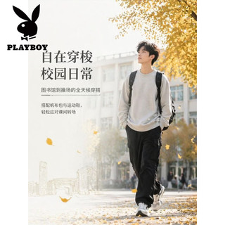 花花公子 HM-000 加厚保暖 卡其色 L 男士卫衣