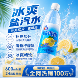 鲜丰春 新货上海盐汽水600ml*24瓶柠檬整箱解渴批发运动功能饮料老汽水