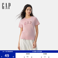 Gap 女装夏季款纯棉彩色胶印logo短袖T恤常规休闲上衣765994 粉色 S (160/80A) 亚洲尺码