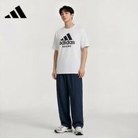 adidas 夏季男女同款短袖男T恤跑步健身运动速干百搭