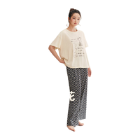 安之伴 100%纯棉 圆领短袖 贝壳黄 XL 睡衣家居服套装