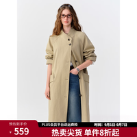 独束 女装英伦风单排扣立领中长款休闲风衣秋新款时尚通勤显瘦外套 浅茶卡其 2XL （尺码：4）