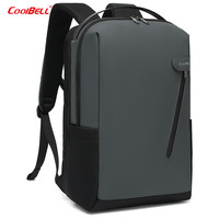 coolbell COOL BELL新款男士简约电脑双肩包日常通勤商务背包防泼水户外旅行背包书包 8272灰色 15.6寸