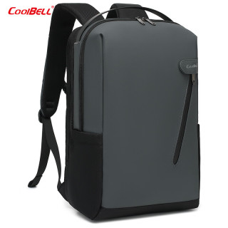 coolbell COOL BELL新款男士简约电脑双肩包日常通勤商务背包防泼水户外旅行背包书包 8272灰色 15.6寸