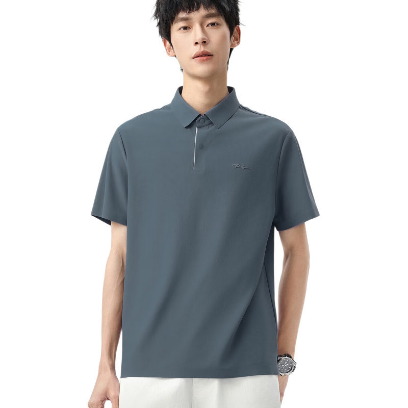 布衣传说 纯色宽松 枪灰 M 男士POLO衫