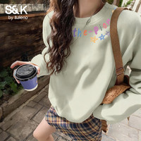 班尼路 S&K系列圆领卫衣女 灰绿#BL彩色涂鸦文字L 多色可选