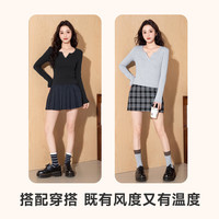 班尼路 长袖t恤女内搭打底小衫潮流v领修身百搭小个子女士上衣春秋季新款