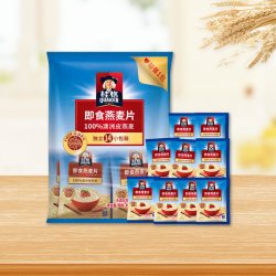 桂格 即食燕麦片490g*1袋独立小包装冲饮原味便携装早餐麦片代餐