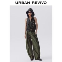 URBAN REVIVO UYV160052 拿破仑金扣连帽无袖卫衣 深灰 S
