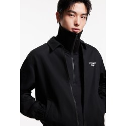 杰克琼斯 做旧弹力袖口织带贴布翻领夹克
