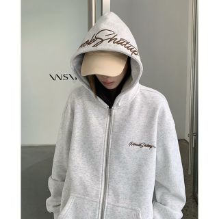 百亿补贴：404MOBGANG 404MOB复古美式秋冬花体字母刺绣连帽开衫卫衣男休闲潮流加绒外套