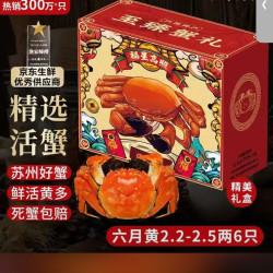渔家师傅 大闸蟹 母蟹2.2-2.5两6只 礼盒装