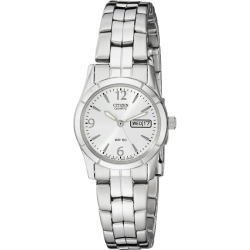 CITIZEN EQ0540-57A 指针式石英表 银色表盘 不锈钢表壳 女表