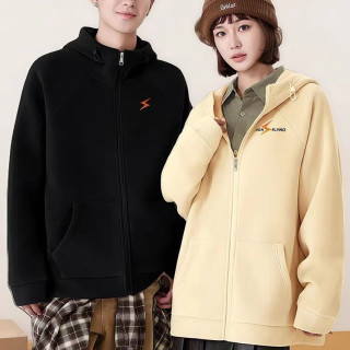 雪中飞 春男女情侣运动摇粒绒拉链开衫外套男刺绣连帽休闲夹克衫A