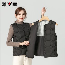 雅鹿 羽绒马甲女2026冬季新款修身内搭背心羽绒服内胆鸭绒马夹外套