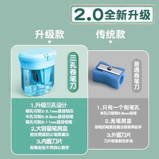 得力 三孔卷笔刀 蓝色 1个装