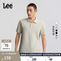 Lee 经典翻领小Logo徽标复古撞色短袖POLO衫 灰绿色 XL