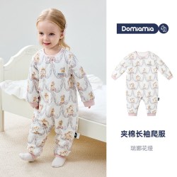 DOMIAMIA 宝宝连体衣长袖夹棉爬服秋冬保暖睡衣家居服