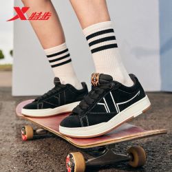 特步 叫板女鞋子女运动鞋板鞋休闲鞋时尚百搭鞋子女 黑 35码