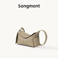 崧 头层牛皮 女士手提斜挎包  风衣灰  迷你包