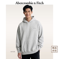 Abercrombie & Fitch 122-6176 美式复古抓绒连帽卫衣 浅灰色 2XL