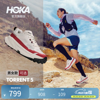HOKA 男女款夏季托伦特 5越野训练鞋TORRENT 5透气耐磨轻便新款 雅石白/焦红色-女款 38.5