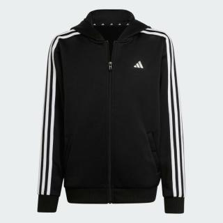 adidas 连帽舒适条纹时尚男大童运动夹克休闲外套