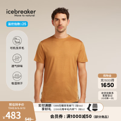 icebreaker 美利奴羊毛 125g Sphere 短袖T恤 赭石 M