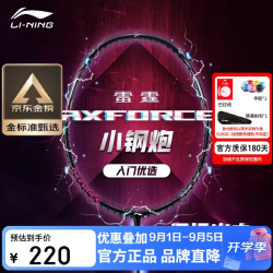 李宁 羽毛球拍雷霆小钢炮穿线单拍进攻型入门拍5U穿线AYPT307 黑色 5U  穿线