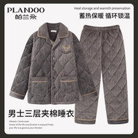 帕兰朵 老年人睡衣长袖洋气加绒爆款男款加肥大码家居服套装可外穿新款