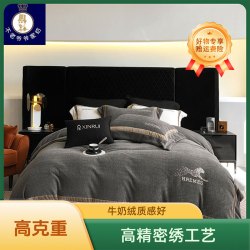 xr高克重高精密刺绣牛奶绒四件套加厚保暖套件