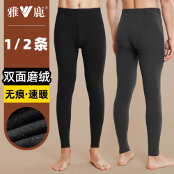 雅鹿 男士秋裤加绒底裤冬季打底修身保暖无痕内穿紧身男生线裤衬裤