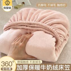 雅鹿 V/雅鹿牛奶绒床笠冬季加厚床笠罩家用全包防滑床单加绒床垫保护套
