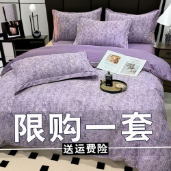 加厚斜纹磨毛四件套床上用品被套床单双人被罩宿舍简约床上四件套