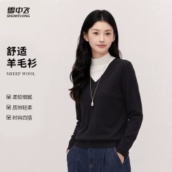 雪中飞 100%绵羊毛 V领 女士毛衣