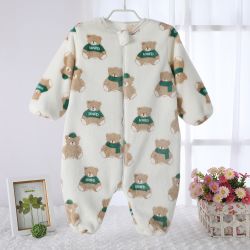 儿童宝宝法兰绒连体睡袋加厚婴儿睡衣家居服春秋冬分腿睡袋睡衣
