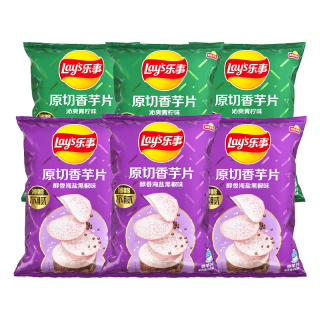 乐事 香芋片 海盐黑椒青柠味 60g*6袋 膨化零食