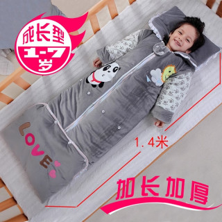 儿童睡袋婴儿脱胆秋冬季加绒加厚款可拆袖男女宝宝防踢被