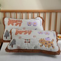 韩版花边纯棉纱布枕套一对装48x74加厚枕头套信封单人家用成人