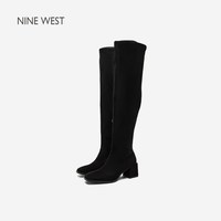 88VIP：玖熙 NineWest玖熙过膝长靴女2026新款秋冬绒面长筒靴粗跟弹力女款靴子
