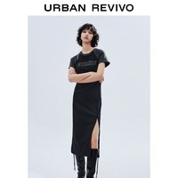 URBAN REVIVO UYY760029 撞色印花开衩 连衣裙