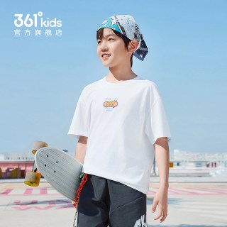 361° 361度童装男童T恤纯棉短袖针织衫运动裤夏季透气儿童女童上衣裤子