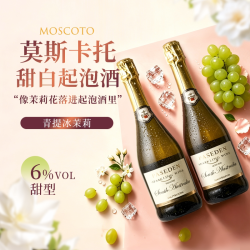佩斯顿 莫斯卡托甜白葡萄酒青提冰茉莉起泡酒气泡果酒女士微醺庆祝小甜酒