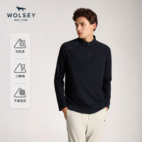 WOLSEY 半高领拉链长袖T恤高弹透气打底衫 藏青色 M