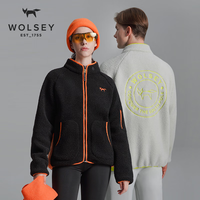 WOLSEY 乐逸羊羔绒情侣加厚防风保暖男女款户外立领外套内胆抓绒衣 浅银灰色 XL 180