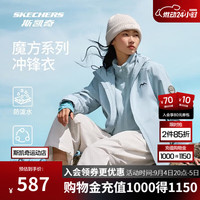斯凯奇 魔方三合一冲锋衣秋冬男女户外抓绒内胆防水防晒外套 天空蓝/022G