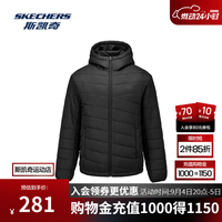 斯凯奇 梭织裥棉外套L425U104 碳黑