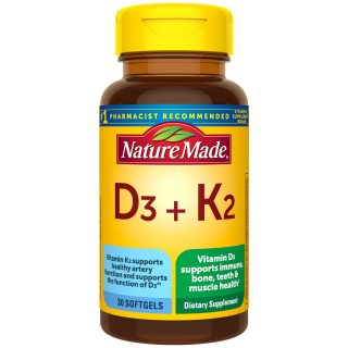 Nature Made 维生素D3 K2软胶囊 5000IU 骨骼肌肉免疫健康 30粒