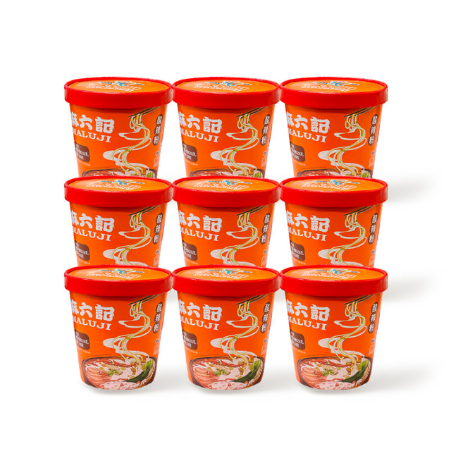 麻六记 爆款 酸辣粉 汪小菲直播推荐 桶装非油炸红薯粉256g*9桶